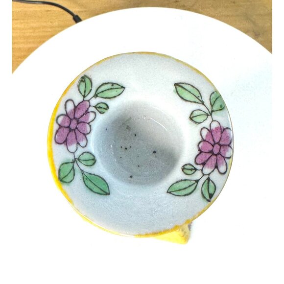 Vintage Chinese Porcelain Candlestick Holder Yellow Floral - Picture 4 of 8